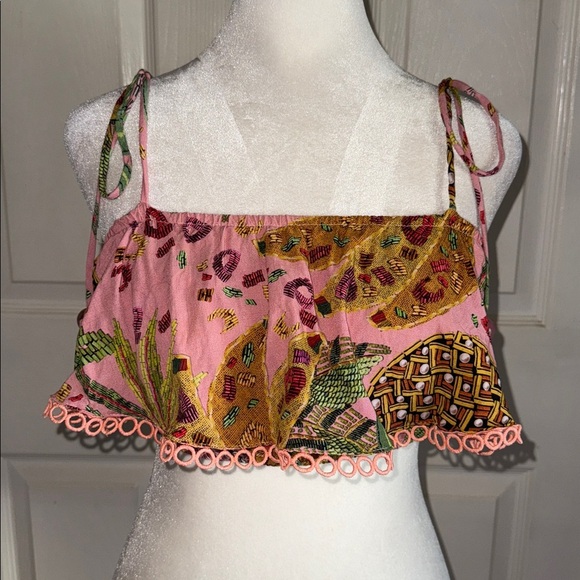 Farm Rio Mixed Fruit Ruffled Crop Top - Picture 3 of 10